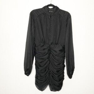 NEW House of Harlow 1960 Revolve Women's Long Sleeve Ruched Mini Black Dress